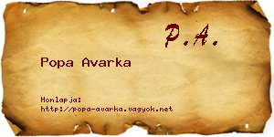 Popa Avarka névjegykártya
